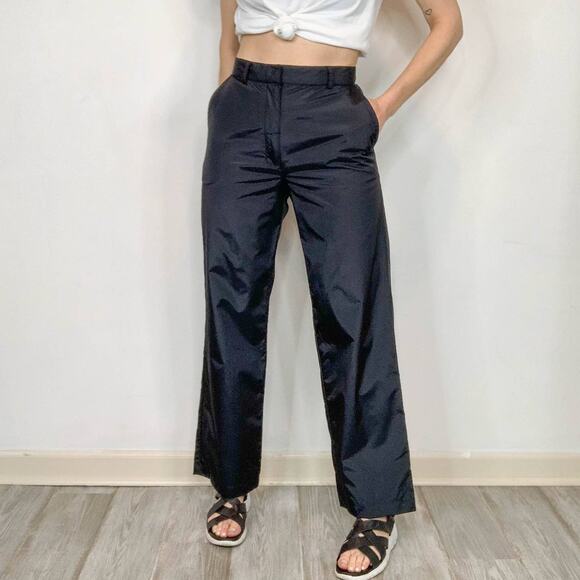 VINTAGE KRIZIA JEANS high rise satin pants windbreaker straight leg 2846 - Picture 2 of 11